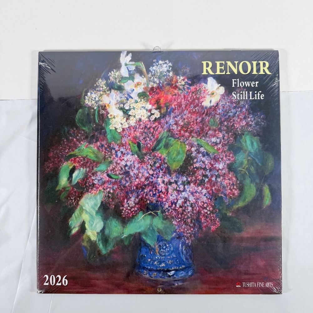 Renoir Flower‎ Still Life 2026 Tushita Fine Arts 16-Month Wall Calendar NWT